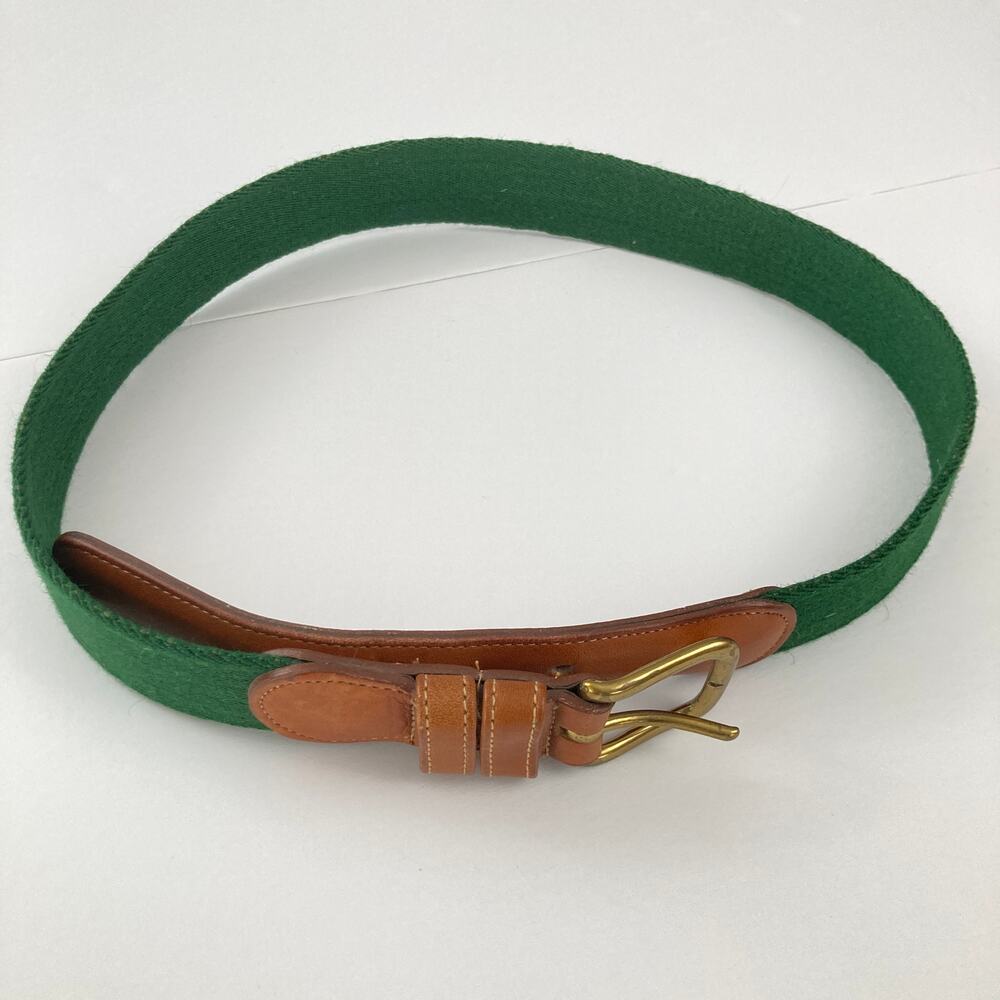 Vintage Coach 7802 Size 32" Green Wool Leather Surcingle Belt Preppy Ivy League